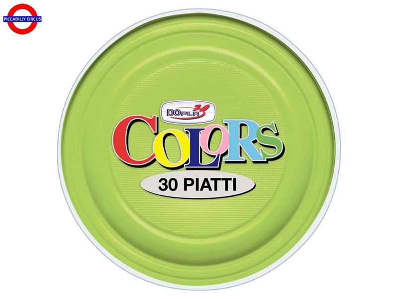 COLORS VERDE  CHIARO PIATTI PIANI CF.25 PEZZI RIUTILIZZ