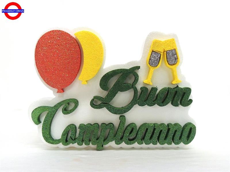 POLY COMPLEANNO - BUON COPLEANNO FLUTTE E PALLONI GLITTE