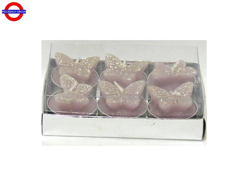 CANDELA TEALIGHT FARFALLA ROSA CM.4X2