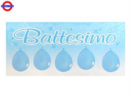 BATTESIMO CELESTE BANNER CON PALLONCINI