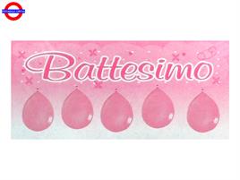 BATTESIMO ROSA BANNER CON PALLONCINI