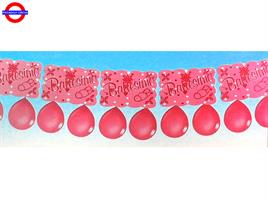 BATTESIMO ROSA FESTONE CON PALLONCINI MT.3.6