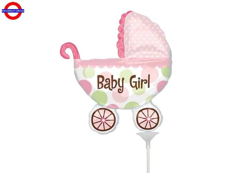 MYLAR NASCITA MINI SHAPE CARROZZINA BABY GIRL