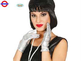 GUANTI VERNICE ARGENTO 22 CM