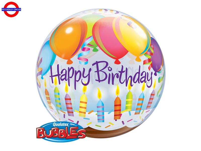 MYLAR HAPPY BIRTHDAY BUBBLE 22 PALLONI E CANDELINE