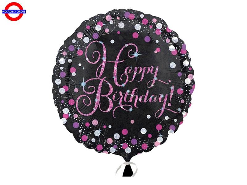 MYLAR HAPPY BIRTHDAY 18 OLOGRAFICO PINK