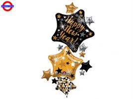 MYLAR MULTIBALLOON HAPPY NEW YEAR STELLE