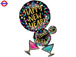 MYLAR SUPER SHAPE HAPPY NEW YEAR COCKTAIL