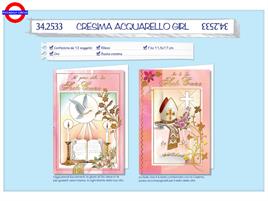 BIGLIETTO CRESIMA - ACQUERELLO GIRL 2 ASS.