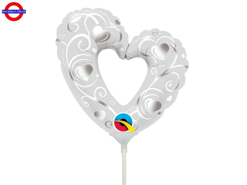 MYLAR MATRIMONIO MINI SHAPE CUORE FILIGREE PRL WHITE 14