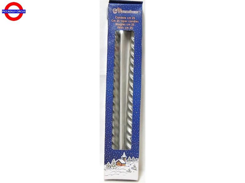 CANDELA TORTIGLIONE ARGENTO CM.1,5X12 CF.2 PEZZI