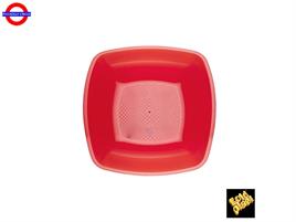 SQUARE ROSSO TRASPARENTE PIATTO FONDO CM.18 CF.25 PEZZI