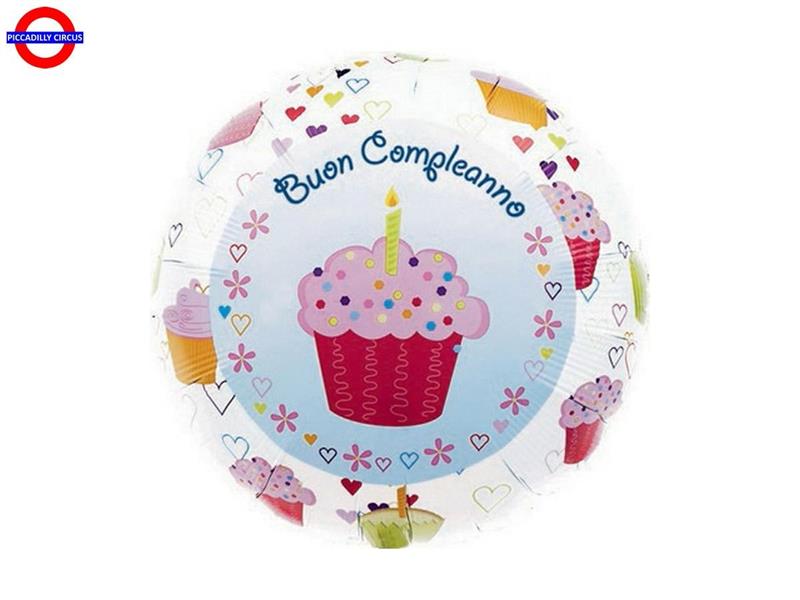 MYLAR BUON COMPLEANNO 18 CUP CAKE