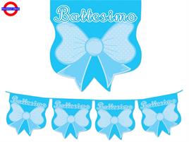 BATTESIMO CELESTE FESTONE BANDIERINE SAGOMATA 6 MT