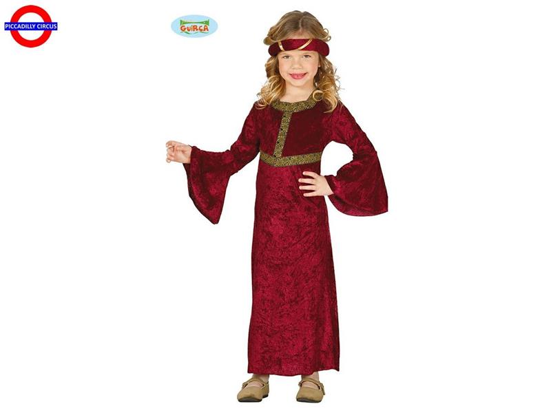 COSTUME DAMA MEDIEVALE ROSSA - BABY 03-04 ANNI