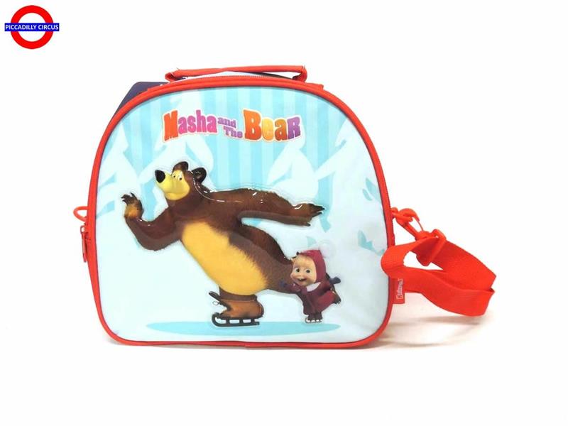 BORSA PORTA MERENDA MASHA E ORSO AZZURRA TERMICA CM.23X2