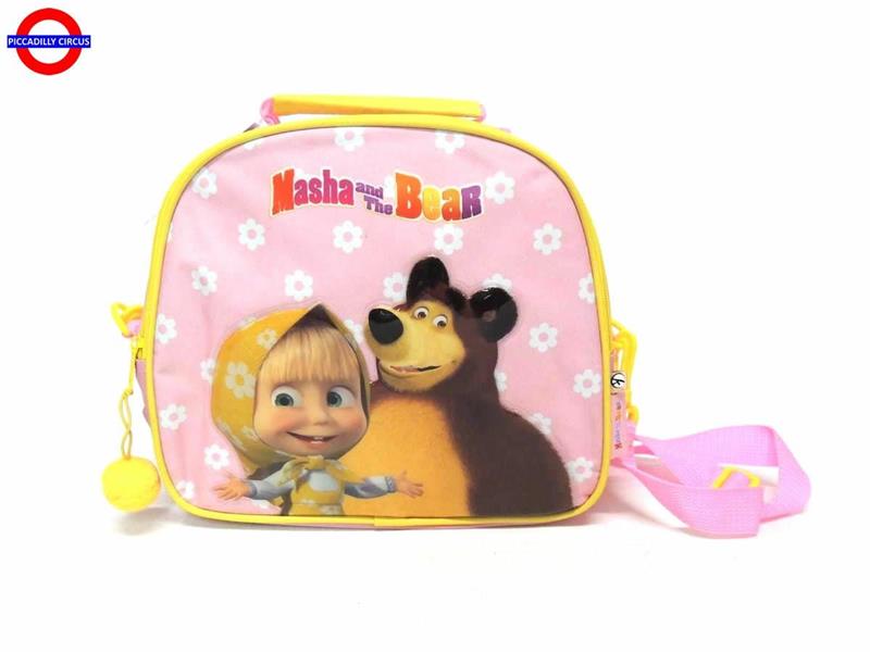 BORSA PORTA MERENDA MASHA E ORSO  ROSA TERMICA CM.23X26