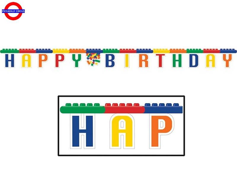 BUON COMPLEANNO LEGO FESTONE SCRITTA HAPPY BIRTHDAY
