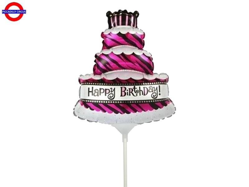 MYLAR HAPPY BIRTHDAY MINI SHAPE TORTA ZEBRATA CON VALVOL