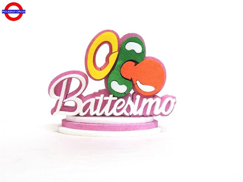 POLY BATTESIMO - ALZATINA ROSA GLITTER CM.20