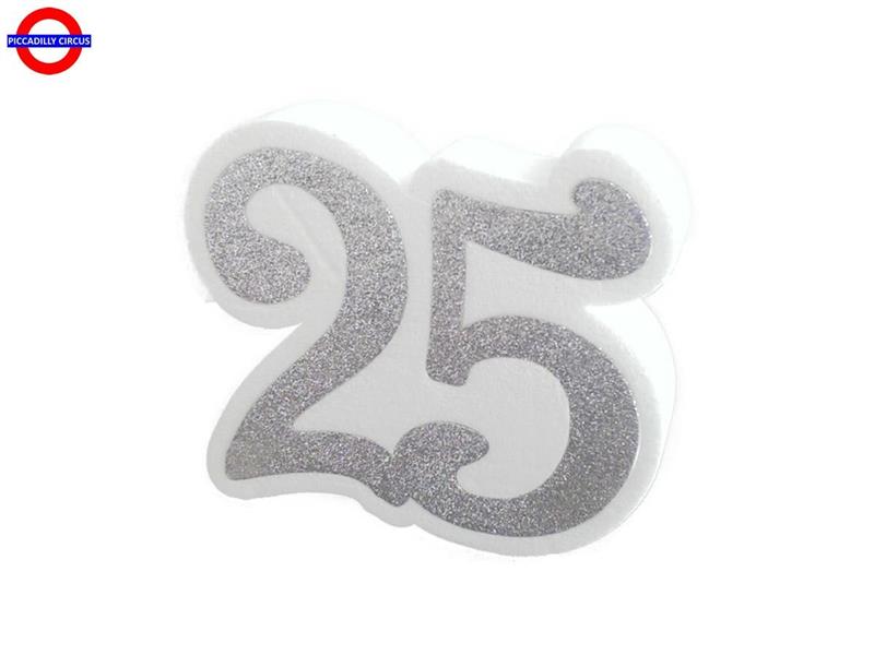 POLY ANIVERSARIO - 25 GLITTER ARGENTO CM.22X25