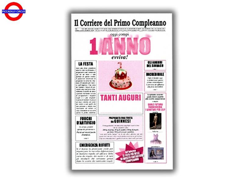 BIGLIETTO GIORNALE PRIMO COMPLEANNO ROSA