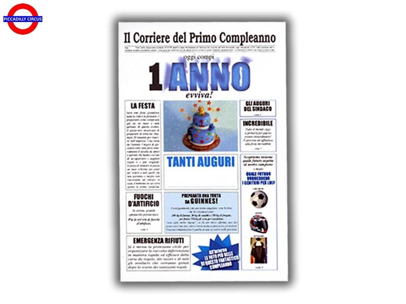 BIGLIETTO GIORNALE PRIMO COMPLEANNO CELESTE