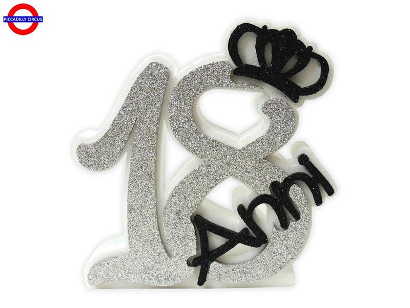 POLY 18 ANNI - 18 ARGENTO-NERO GLITTER CM.21X26