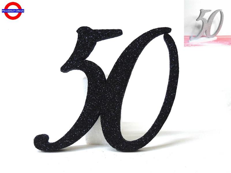 POLY 50 ANNI - 50 GLITTER NERO H.17.5 CM CON BASE