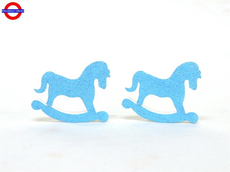 DECO-POLY CAVALLO A DONDOLO CELESTE GLITTER CM.8