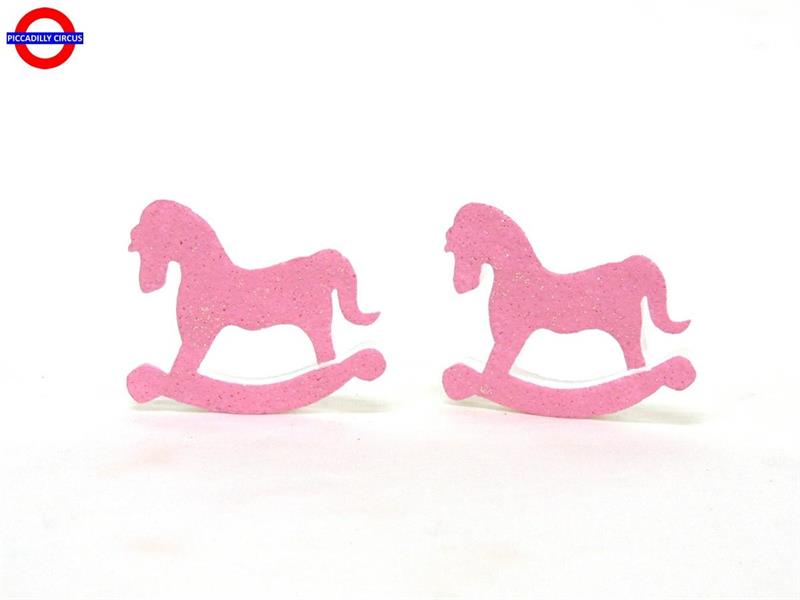 DECO-POLY CAVALLO A DONDOLO ROSA GLITTER CM.8