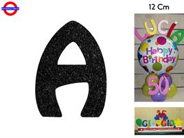 LETTERA A POLISTIROLO GLITTER NERO CM.12