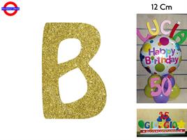 LETTERA B POLISTIROLO GLITTER ORO CM.12