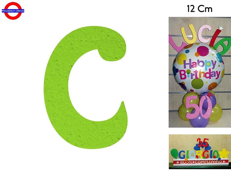 LETTERA C POLISTIROLO COLORATO VERDE LIME CM.12