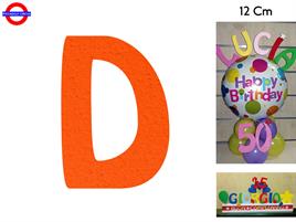 LETTERA D POLISTIROLO COLORATO ARANCIONE CM.12