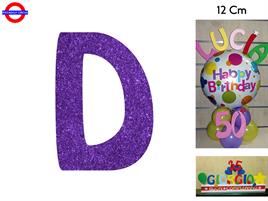 LETTERA D POLISTIROLO GLITTER VIOLA CM.12