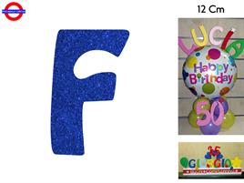 LETTERA F POLISTIROLO GLITTER BLU CM.12