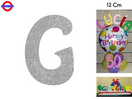 LETTERA G POLISTIROLO GLITTER ARGENTO CM.12