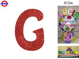 LETTERA G POLISTIROLO GLITTER ROSSO CM.12