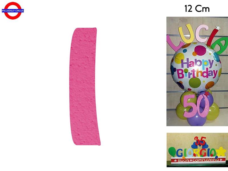 LETTERA I POLISTIROLO COLORATO FUXIA CM.12