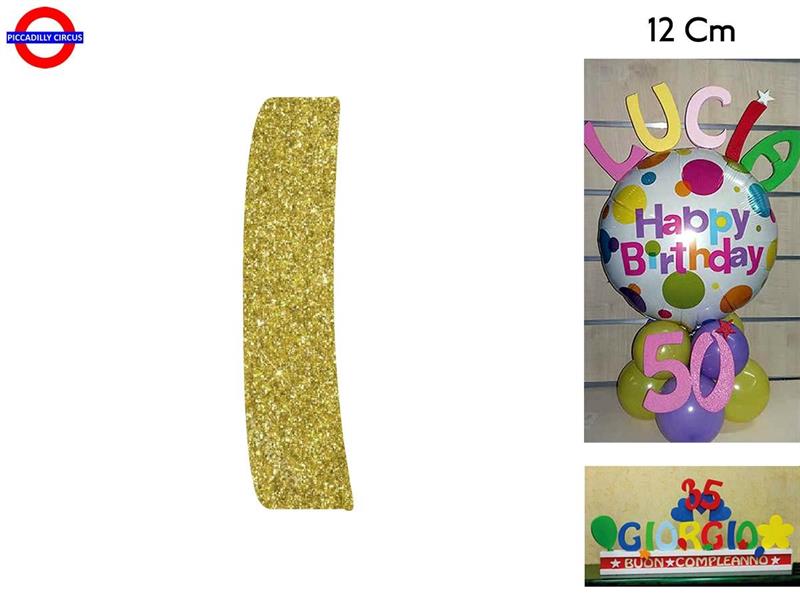 LETTERA I POLISTIROLO GLITTER ORO CM.12