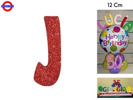 LETTERA J POLISTIROLO GLITTER ROSSO CM.12