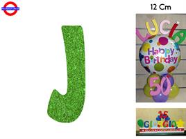 LETTERA J POLISTIROLO GLITTER VERDE CM.12