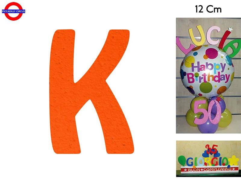 LETTERA K POLISTIROLO COLORATO ARANCIONE CM.12