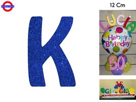 LETTERA K POLISTIROLO GLITTER BLU CM.12