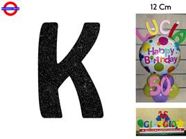 LETTERA K POLISTIROLO GLITTER NERO CM.12