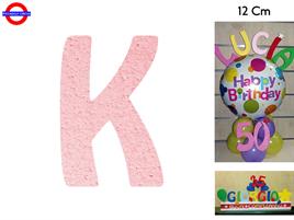 LETTERA K POLISTIROLO COLORATO ROSA CM.12