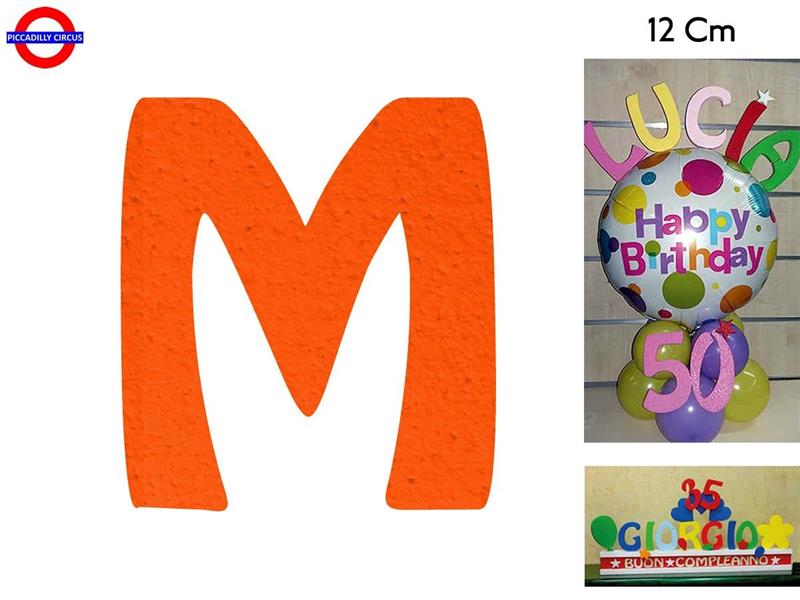 LETTERA M POLISTIROLO COLORATO ARANCIONE CM.12