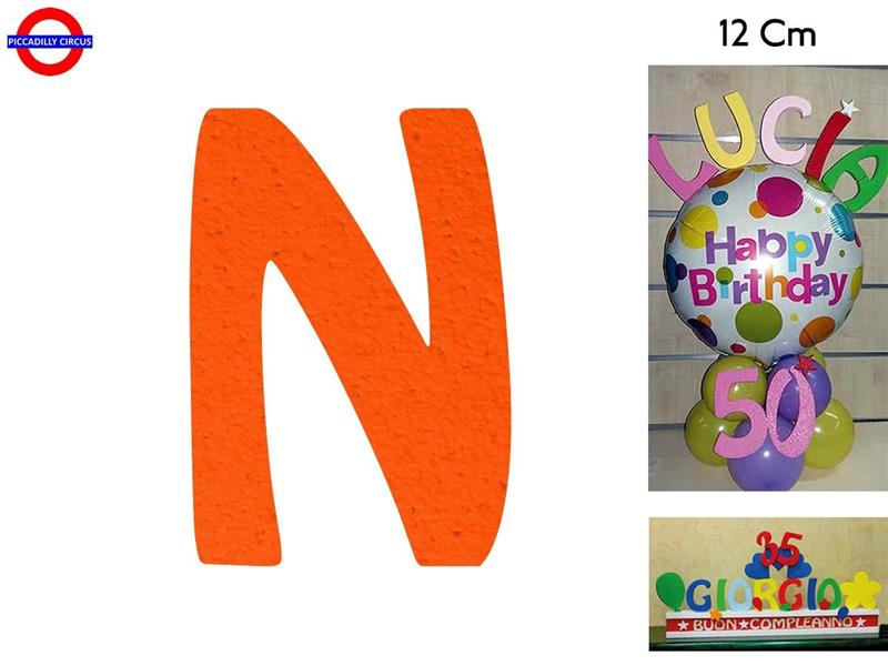 LETTERA N POLISTIROLO COLORATO ARANCIONE CM.12