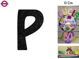 LETTERA P POLISTIROLO GLITTER NERO CM.12